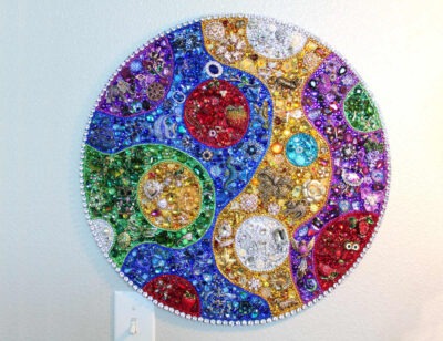 Abstract Jewelry Collage Wall Art - Unique Repurposed Jeweled Art