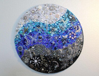 Blue Wave Jeweled Collage Wall Art