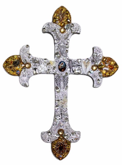Fleur-de-lis Cross Repurposed Jewelry Art