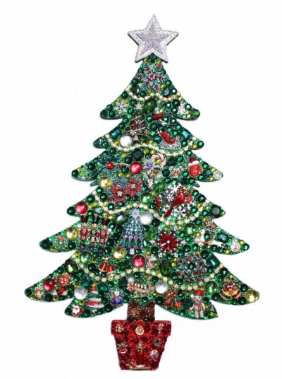 Christmas Tree Jeweled Brooch Wall Art